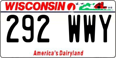 WI license plate 292WWY