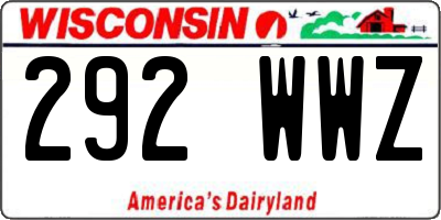 WI license plate 292WWZ