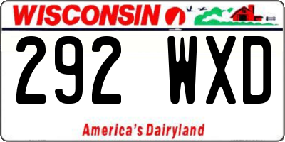 WI license plate 292WXD