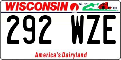 WI license plate 292WZE