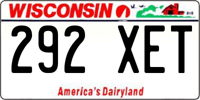 WI license plate 292XET