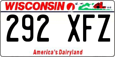 WI license plate 292XFZ