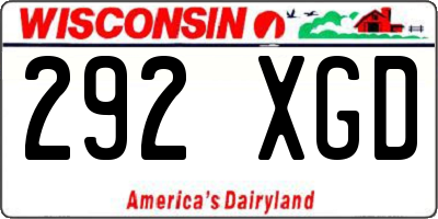 WI license plate 292XGD