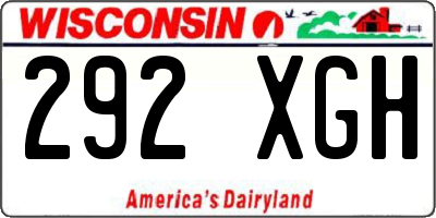 WI license plate 292XGH