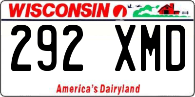 WI license plate 292XMD