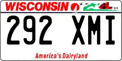 WI license plate 292XMI