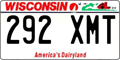 WI license plate 292XMT