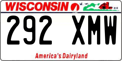 WI license plate 292XMW