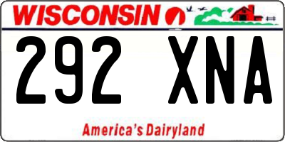 WI license plate 292XNA