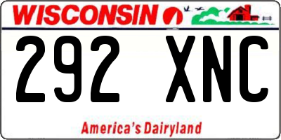 WI license plate 292XNC
