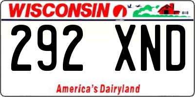WI license plate 292XND