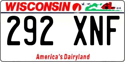 WI license plate 292XNF