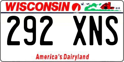 WI license plate 292XNS
