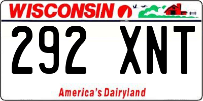 WI license plate 292XNT
