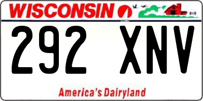 WI license plate 292XNV