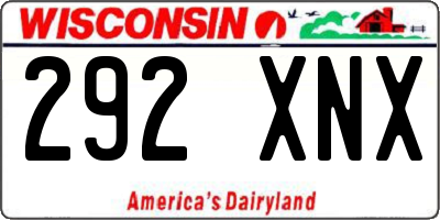 WI license plate 292XNX