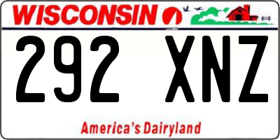 WI license plate 292XNZ