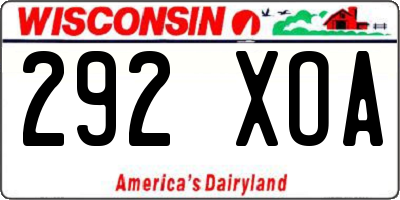 WI license plate 292XOA