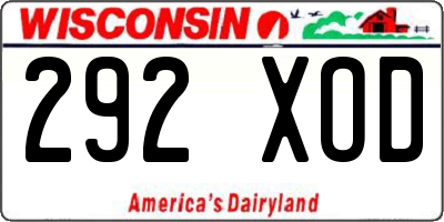 WI license plate 292XOD