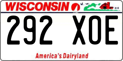 WI license plate 292XOE