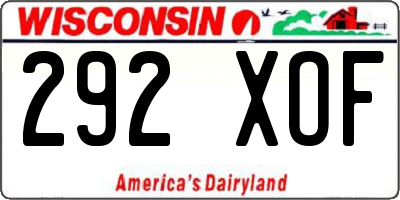WI license plate 292XOF