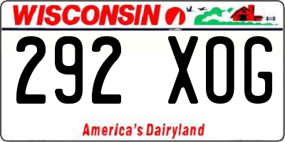 WI license plate 292XOG