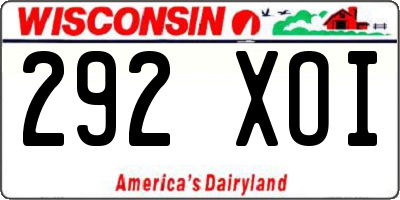 WI license plate 292XOI