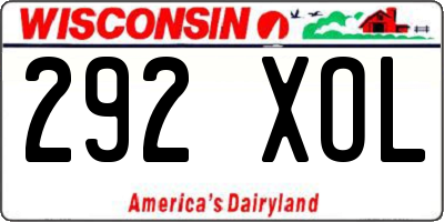 WI license plate 292XOL