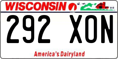 WI license plate 292XON