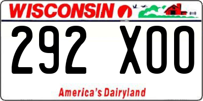 WI license plate 292XOO