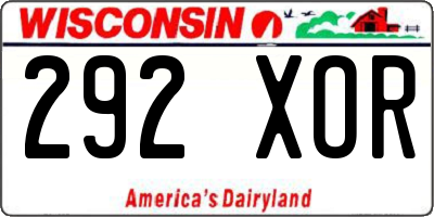 WI license plate 292XOR