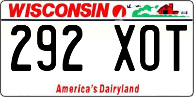 WI license plate 292XOT