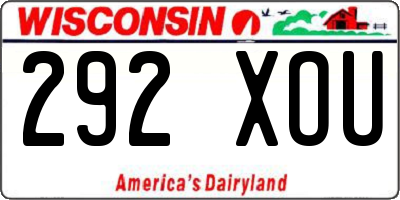 WI license plate 292XOU