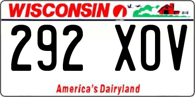 WI license plate 292XOV