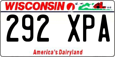 WI license plate 292XPA