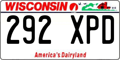 WI license plate 292XPD