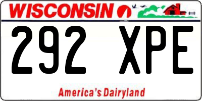 WI license plate 292XPE