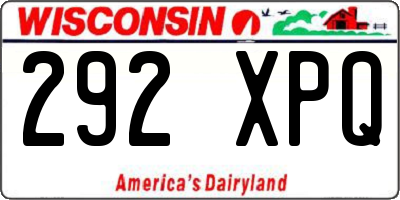 WI license plate 292XPQ