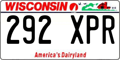 WI license plate 292XPR