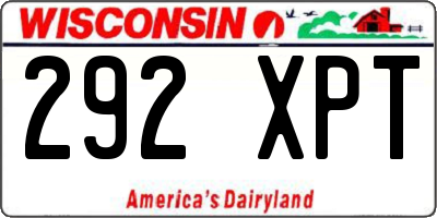 WI license plate 292XPT