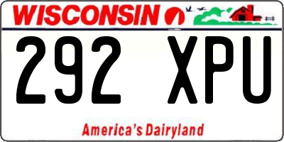 WI license plate 292XPU