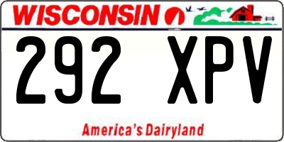 WI license plate 292XPV