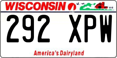 WI license plate 292XPW