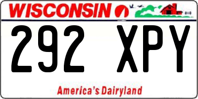 WI license plate 292XPY