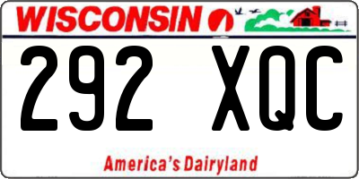 WI license plate 292XQC