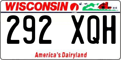 WI license plate 292XQH