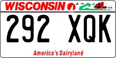 WI license plate 292XQK