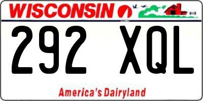 WI license plate 292XQL