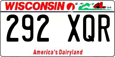 WI license plate 292XQR