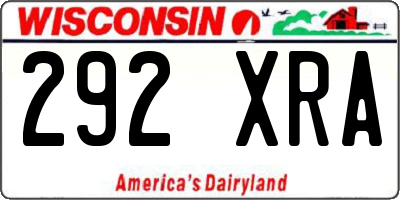 WI license plate 292XRA